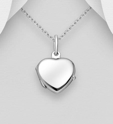 925 Sterling Silver Heart Locket Pendant & Chain